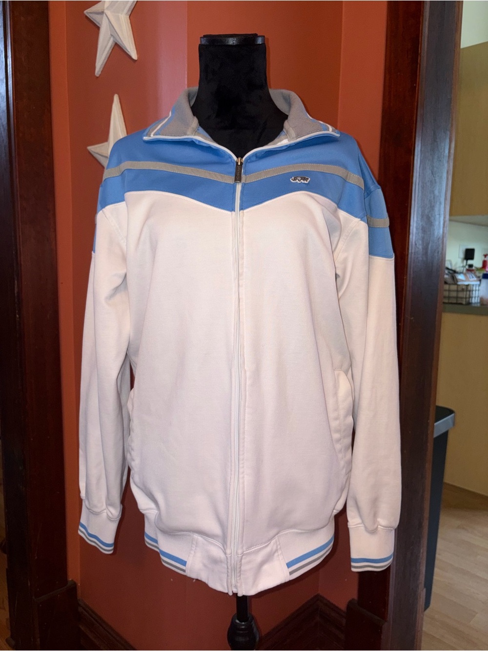 Vintage Ecko Unlimited White & Light Blue Zip-Up Track Jacket